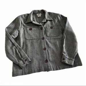 Vintage Lori AM Casuals Jacket Shacket Black White Herringbone Retro Academia